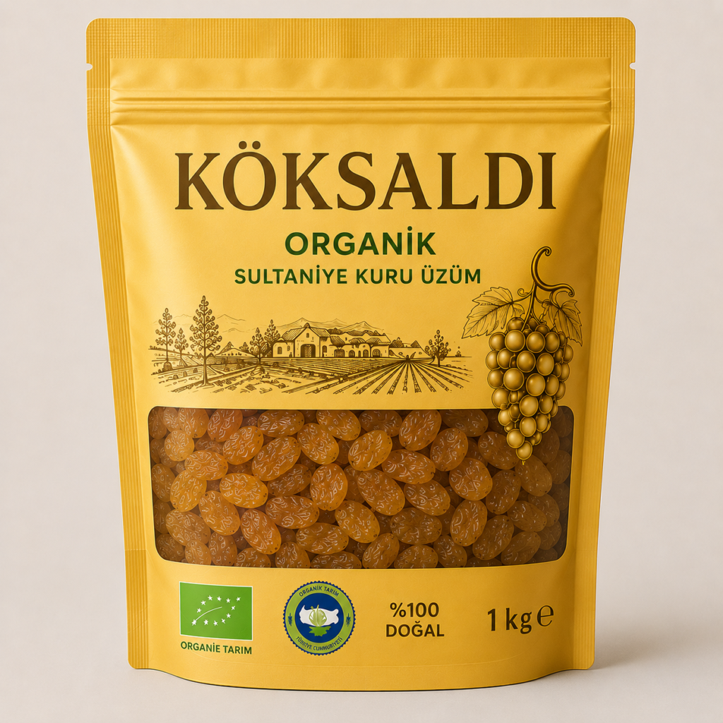 KÖKSALDI ORGANİK SULTANİYE KURU ÜZÜM 1KG